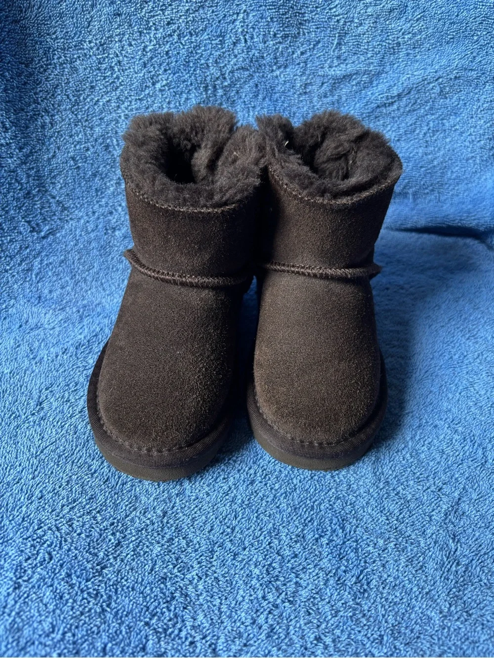 Ugg Plush-Lined Kids Booties in Chocolate Brown